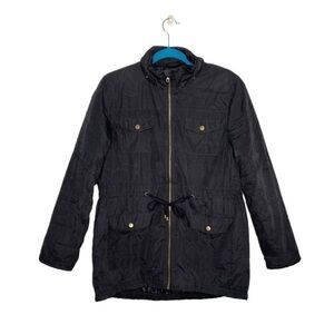 Shinestar Black Anorak Utility Long Line Zip Front Jacket Coat